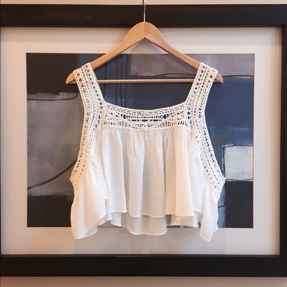 NWOT forever 21 crochet lace swing crop top OS